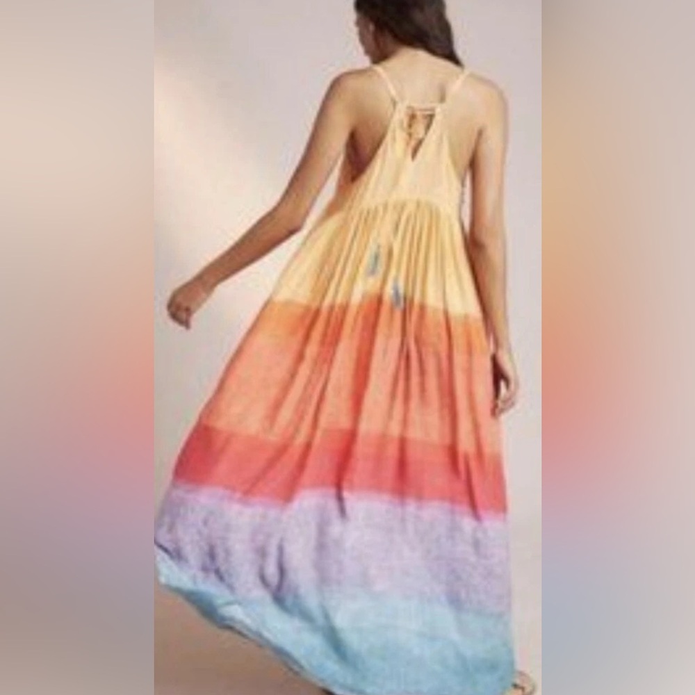 EUC Anthropologie Carla Weeks Setting Sun Maxi Dress Medium - Picture 2 of 13
